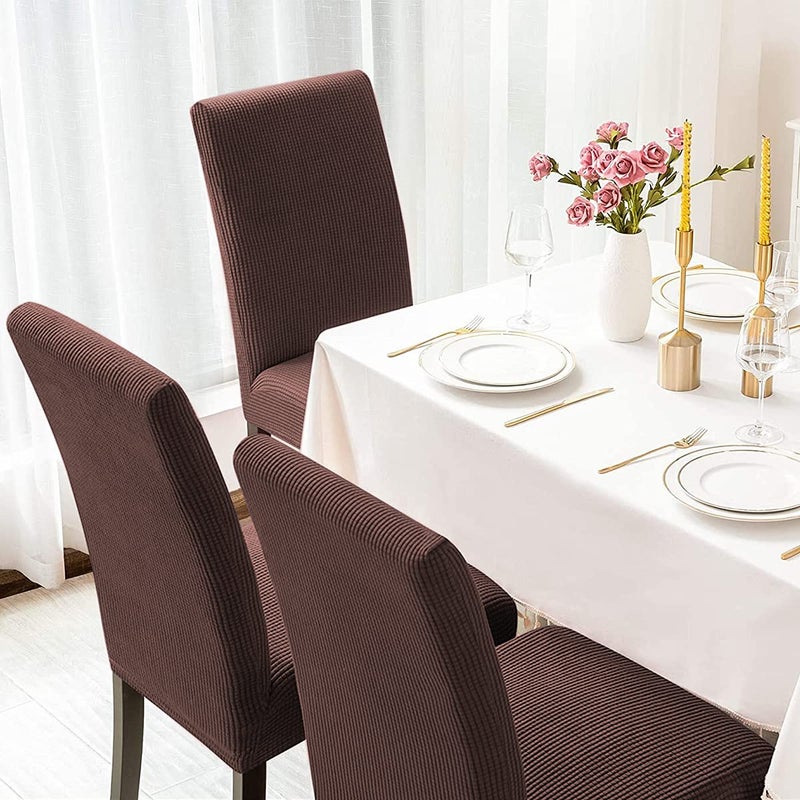 Aertiavty Chair Covers for Dining Room 6 Pack Chair Seat Cover for Dining Room Kitchen  Parsons Chair Covers Dining Chair Slipcover  Chocolate - Image 4